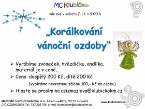 Vánoční korálkové ozdoby