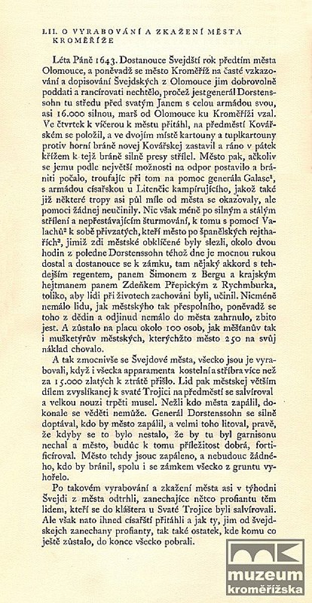 Paměti města Kroměříže 1668. Převzato z Polišenský, Kniha o bolesti, 1948 | Zdroj: Muzeum Kroměřížska