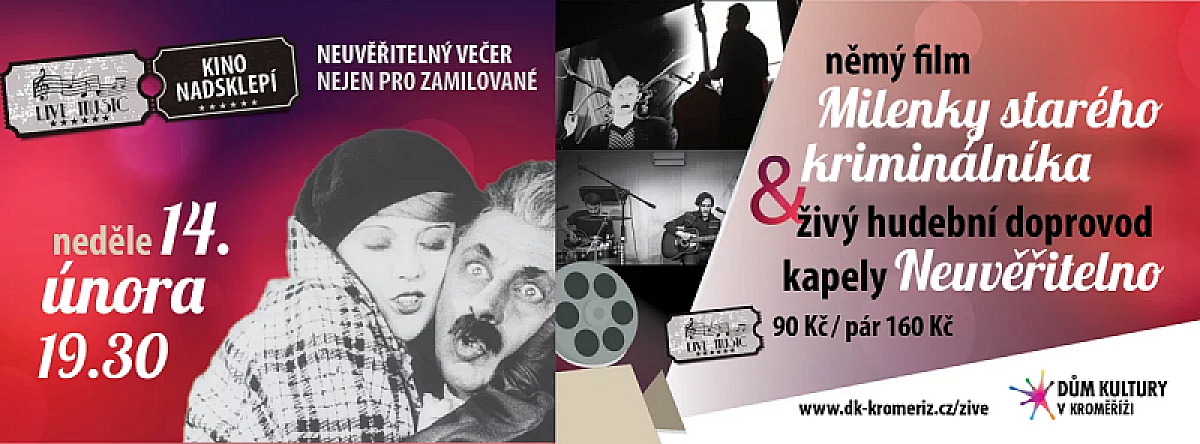 Němý film - Milenky starého kriminálníka a živý hudební doprovod kapely Neuvěřitelno