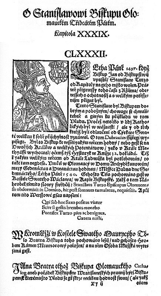Biskup Stanislav Thurzo. Převzato z Paprocký, Zrcadlo, faksimile 1993 | Zdroj: Muzeum Kroměřížska