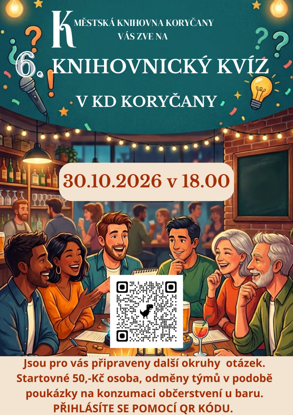 Pozvánka na 6. knihovnický kvíz v KD Koryčany